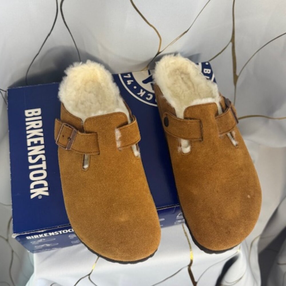 Birkenstock Shearling Boston — Fur Mink (Camel) | Size 41